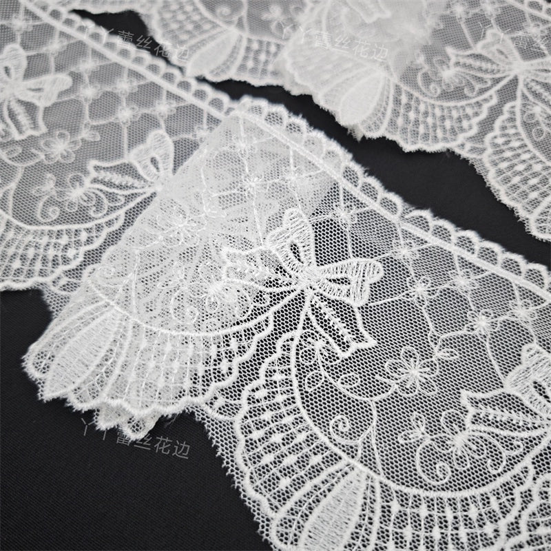 Accesorios de encaje bordado de malla de alta calidad, 3809 ancho, 11 cm, hechos a mano, para vestido de novia, decoración de cortina de péndulo