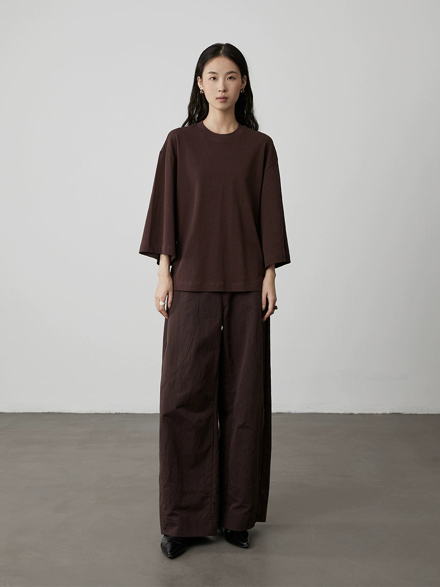 T-shirt à manches courtes et col rond pour femme, haut décontracté et polyvalent, en pur coton, confortable et ample, quatre couleurs, CAREMIND