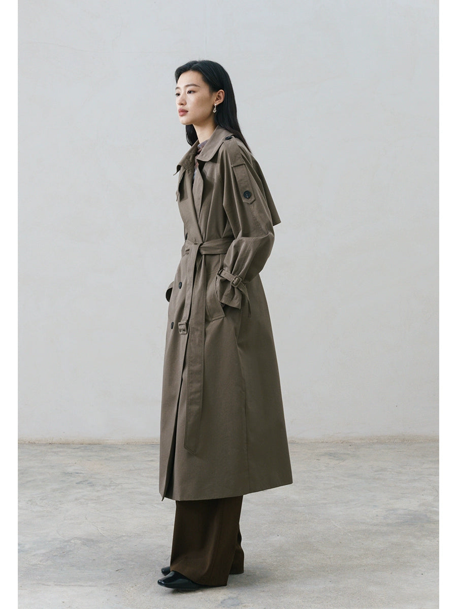 CAREMIND original nuevo abrigo de gabardina para mujer coreano de diseño elegante mediano y largo abrigo de alta gama otoño e invierno