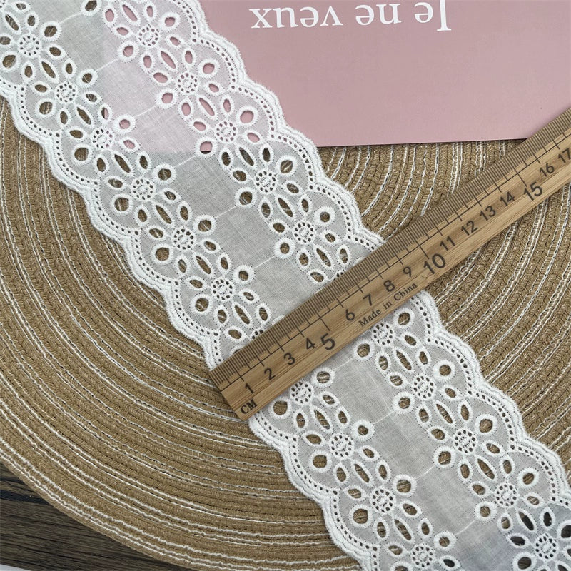 3792 Exquisita y asequible falda bordada de algodón blanco, encaje, cortinas hechas a mano, accesorios de ropa, materiales de costura.