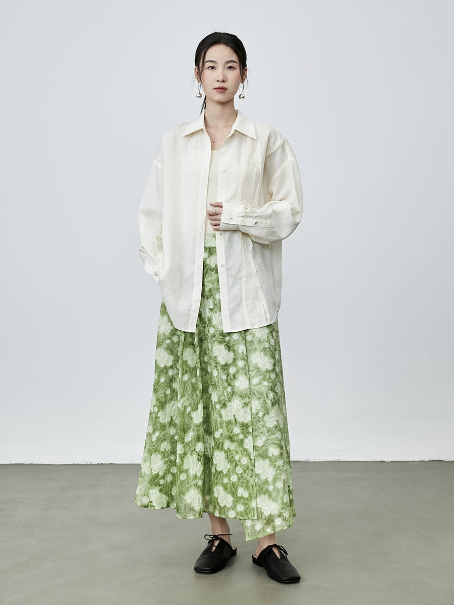 Jupe CAREMIND Fried Color Craft Design Jupe à taille élastique en jacquard texturée faite à la main