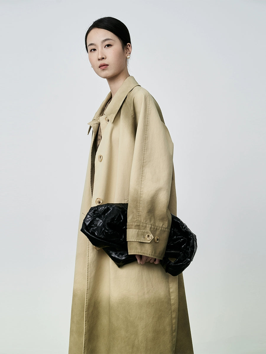 CAREMIND Gabardina de silueta clásica para mujer color frito artesanía de alta gama ambiente abrigo mediano y largo