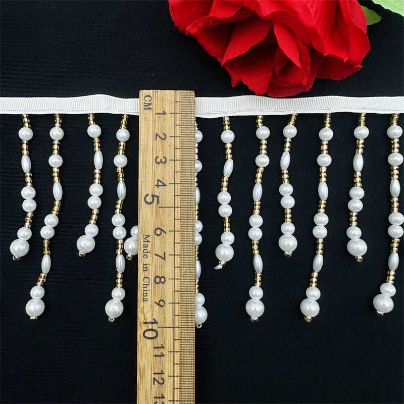 3681 Accesorios de encaje con borlas verticales para industria pesada, cortinas hechas a mano, decoración de lámparas de escritorio para ropa de boda, ancho 10 cm