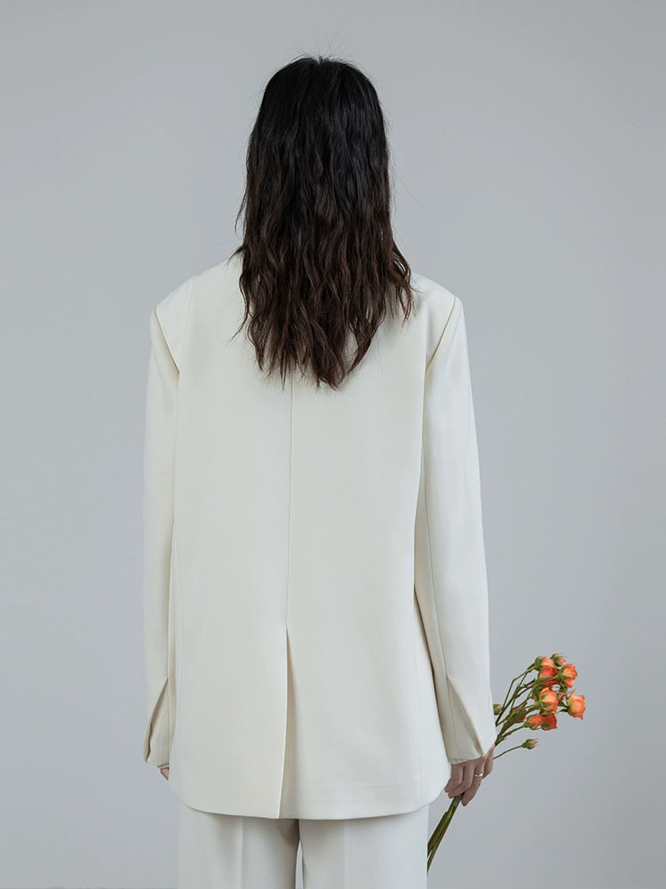 Pantalon droit premium pour femme, coupe minimaliste en H, coupe beige, CAREMIND 24SS