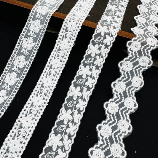 3814 Encaje simple de alta calidad para dobladillo de algodón, bordado de hilo de algodón, para manualidades, ropa, falda, empalme, materiales de boda, accesorios decorativos