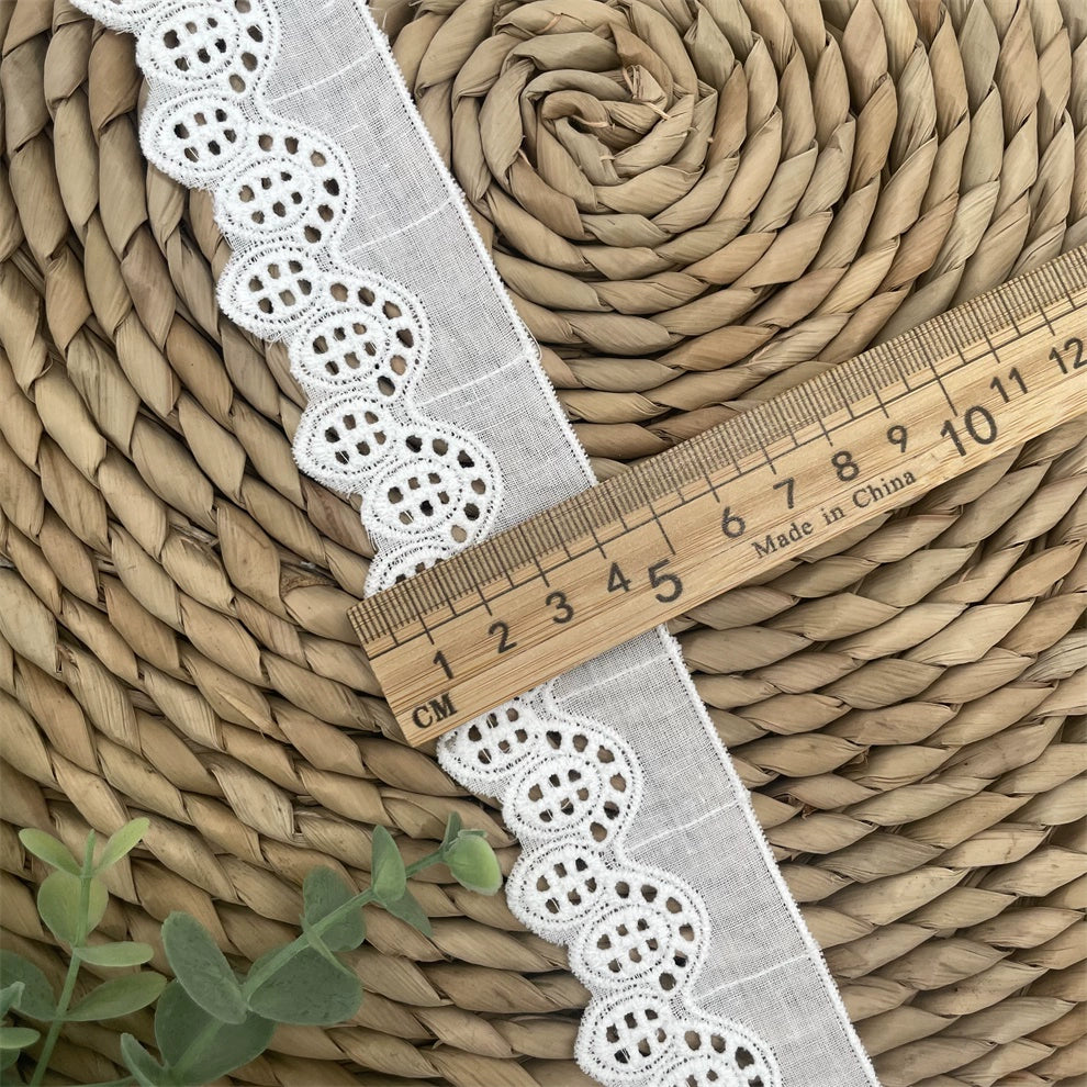 3797 Tela de algodón puro de alta calidad con borde hueco y encaje ondulado, ropa de muñeca DIY, falda, ropa, empalme, accesorios para el hogar