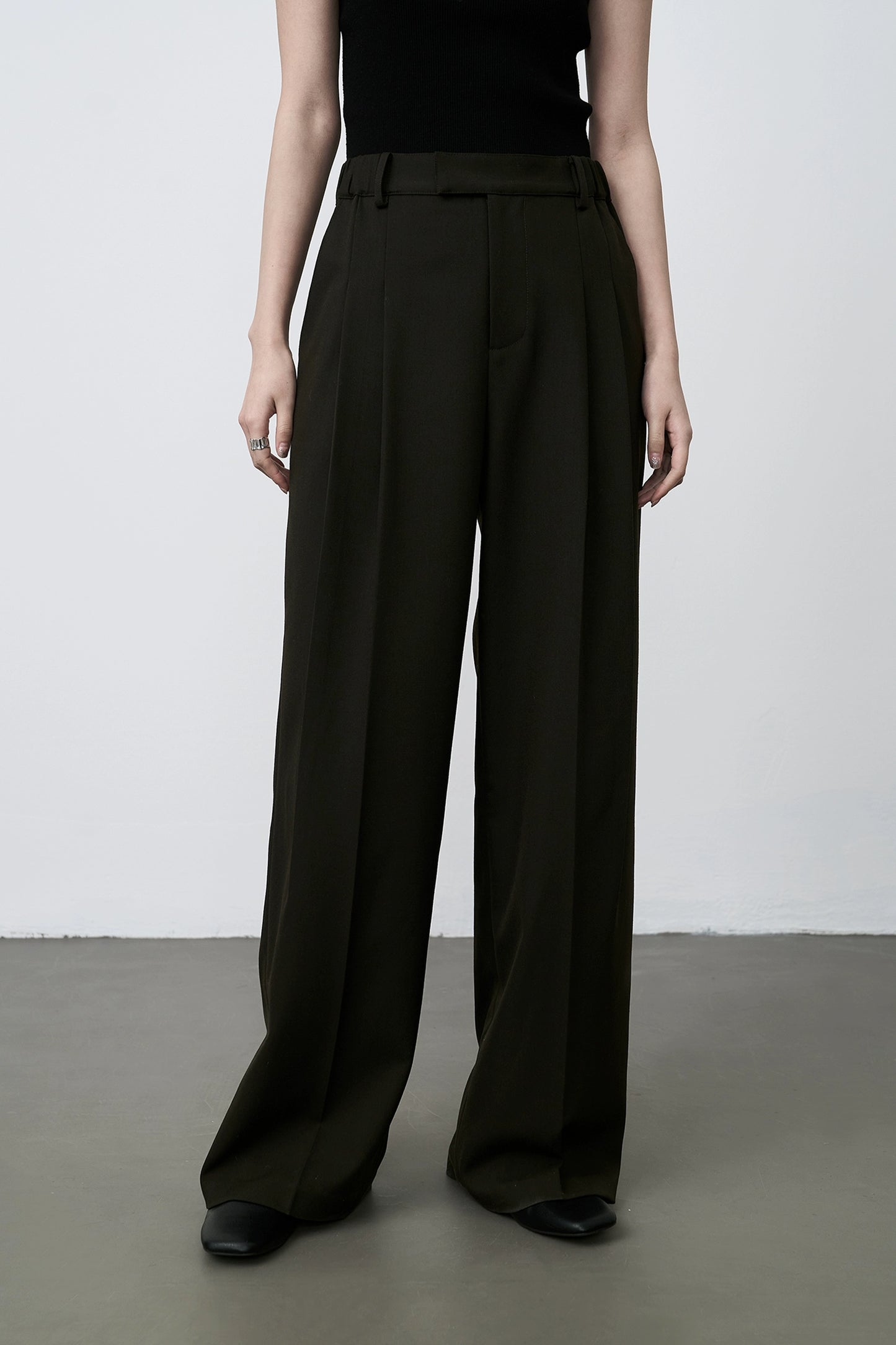 CAREMIND pantalones de traje de cintura alta con caída de dinero viejo, pantalones de pierna ancha, pantalones casuales sueltos de temperamento