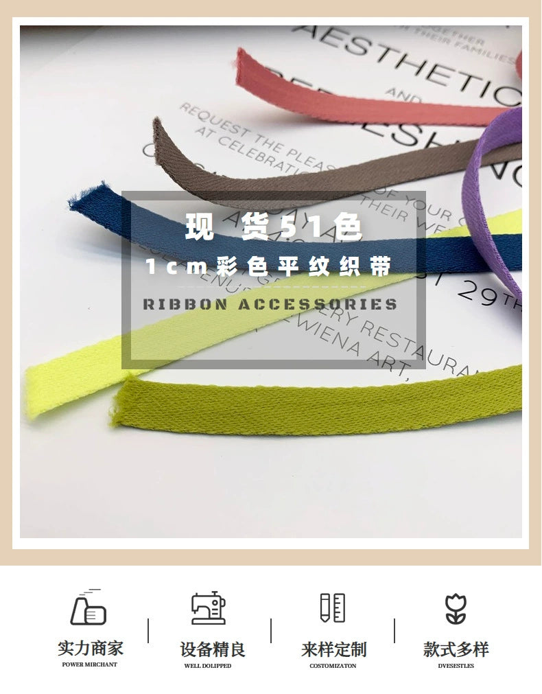 3881 51 colores en stock 1 cm tejido liso color espalda cuello cincha escote ribete borde tira borde pantalón tira lateral accesorios de ropa