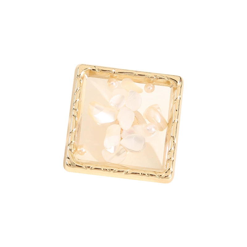 3487★ Botón de concha cuadrada de metal para ropa, chaqueta, niña bonita, botones decorativos de alta gama, abrigo, cárdigan, suéter, botón de traje