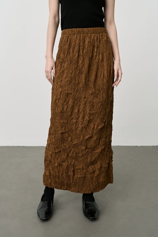 Jupe plissée irrégulière à taille élastique, couleur café CAREMIND, taille haute, portefeuille sur les hanches, jupe skinny, moyenne et longue