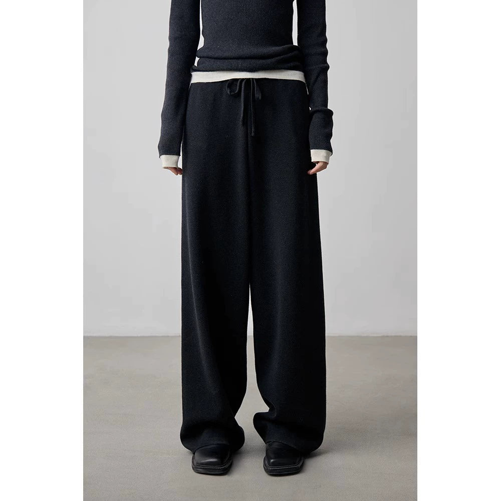 Pantalones deportivos informales de pierna ancha con cordón ajustable, de color liso, con tejido de pelo súper ajustado de CAREMIND