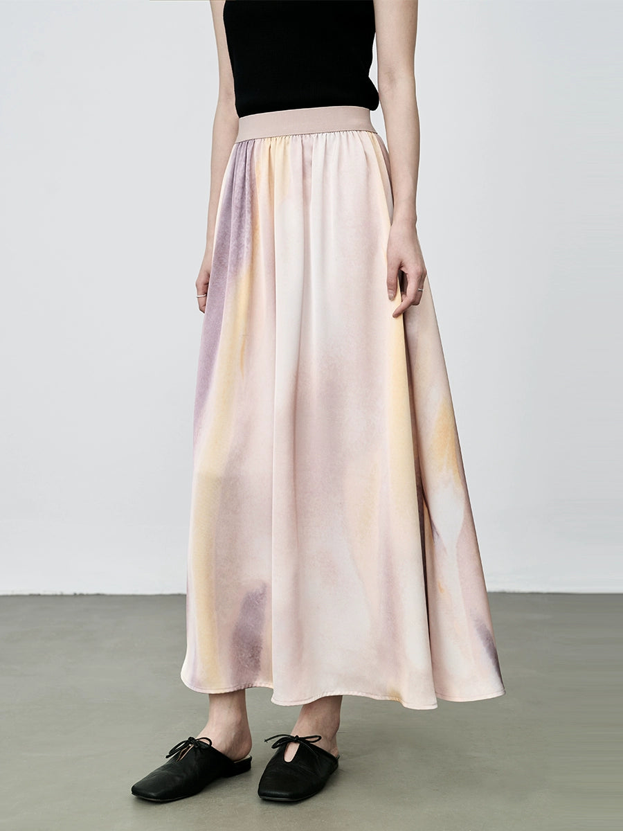 CAREMIND Falda manchada de color sal gran péndulo industria pesada Un personaje literario suave vestido largo