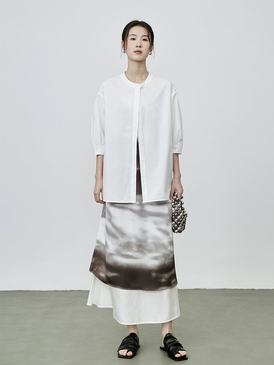 CAREMIND estilo nacional temperamento pintura de tinta vestido de tirantes vestido de otoño nuevo manchado con cuentas sin mangas falda larga