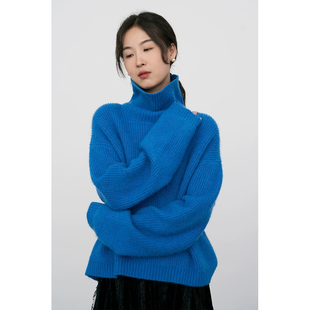 CAREMIND Elegante suéter suelto verde bosque profundo para mujer, suéter de punto japonés retro súper rentable