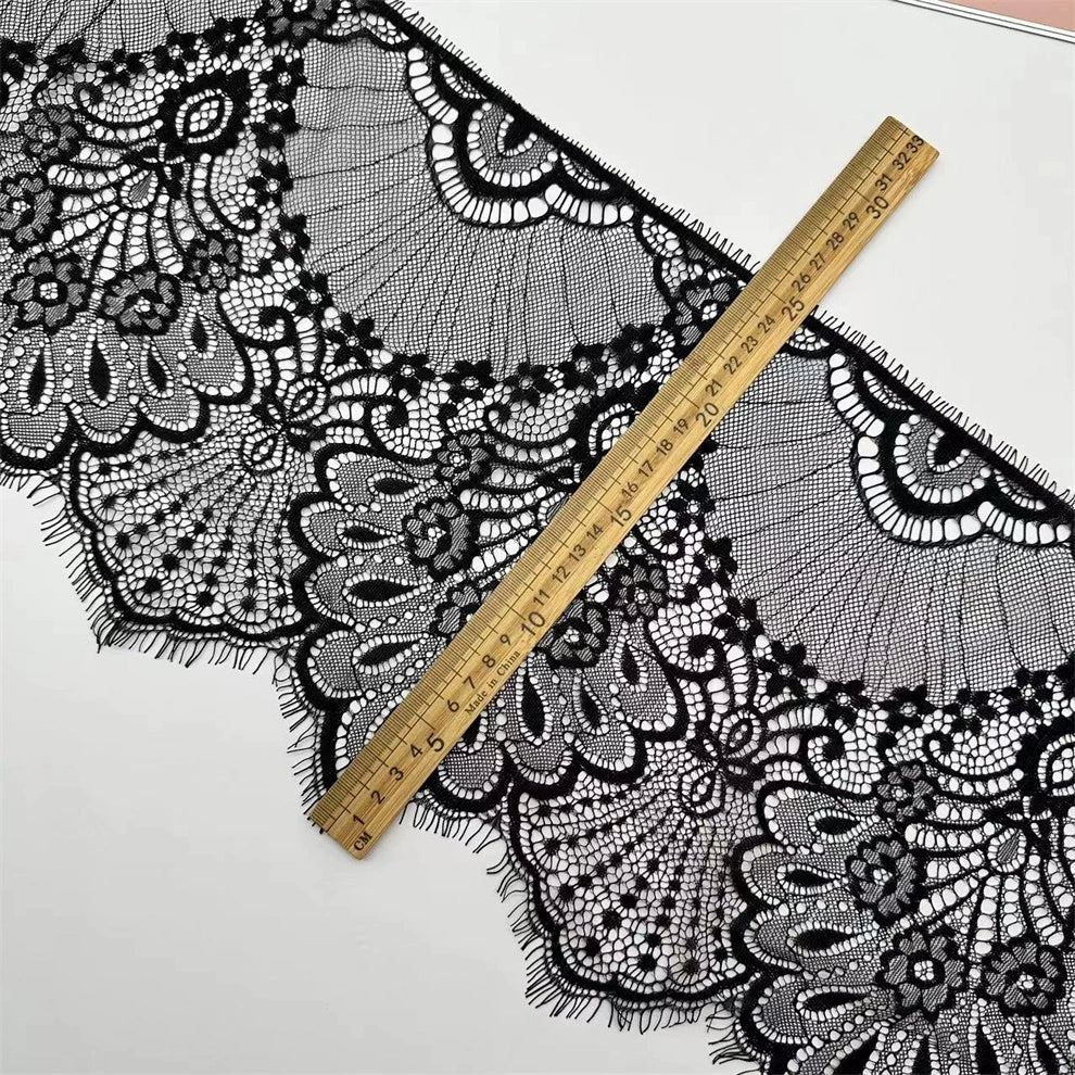 3743 Ancho 25 cm, encaje de pestañas unilateral retro, vestido alargado empalme velo de novia accesorios de vestir