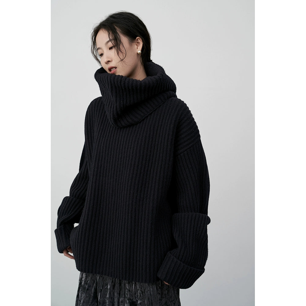 Suéter de punto con diseño de estilo perezoso y atmósfera festiva roja navideña de CAREMIND/cubierta de cuello extraíble