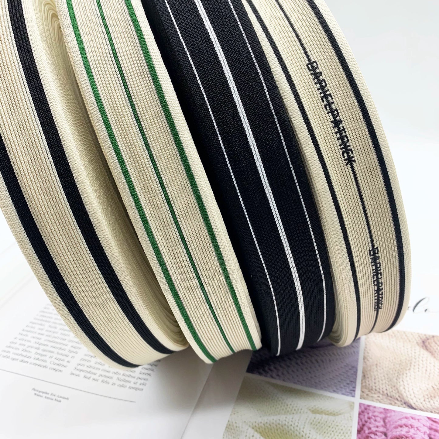 3890 Tira de ribete de punto de un solo lado con rayas de color de 4 cm, para accesorios de ropa, tira lateral para dobladillo de textiles para el hogar