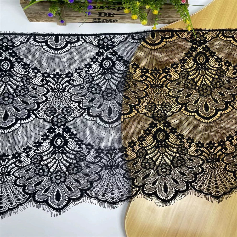 3770 Tela de encaje con borde de barba y pestañas de tres metros de largo y 45 cm de ancho para manualidades, accesorios para empalmar faldas y mangas.