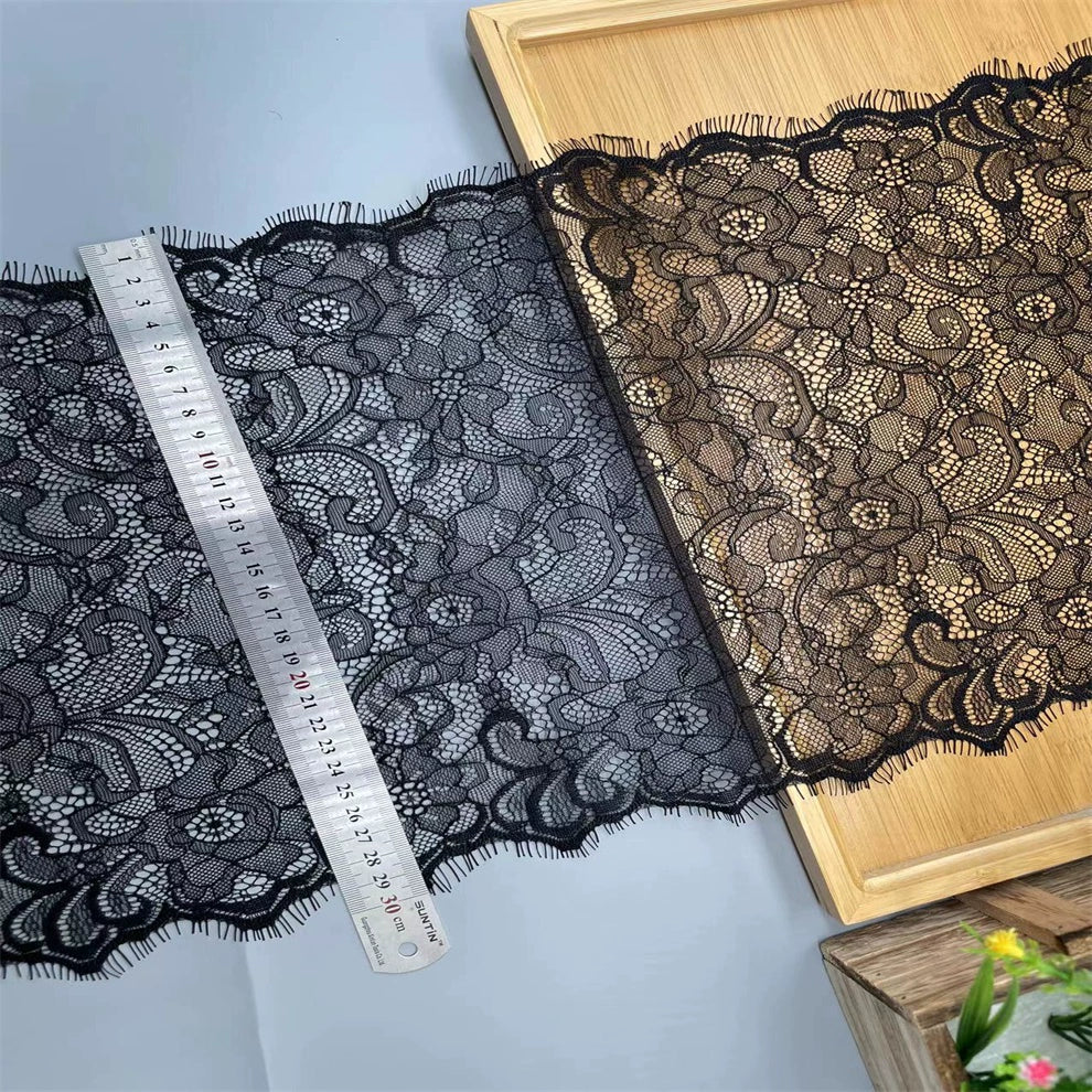 3751 Precio de tres metros, ancho 30 cm, suave y agradable para la piel, exquisitos accesorios de encaje de pestañas europeas, superficie de falda de ropa de bricolaje