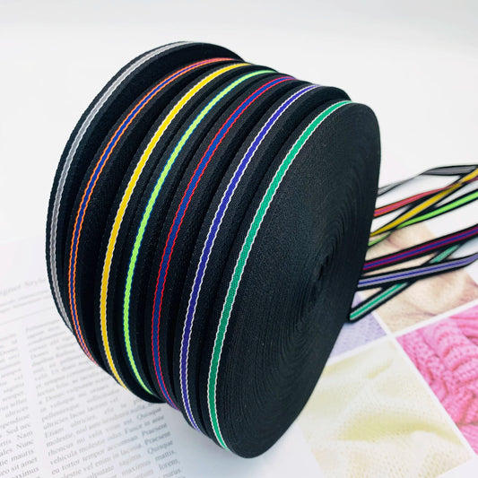 Cinta de ribete de 1 cm con rayas de colores intercolor, tira de presión para bordes de ropa, cinta de jacquard, accesorios para ropa, 3864