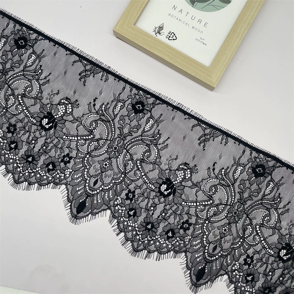 Tela de encaje con pestañas unilaterales, 3773 cm de ancho y 21 cm de ancho, ideal para manualidades, ropa, mangas, faldas, decoración textil para el hogar.