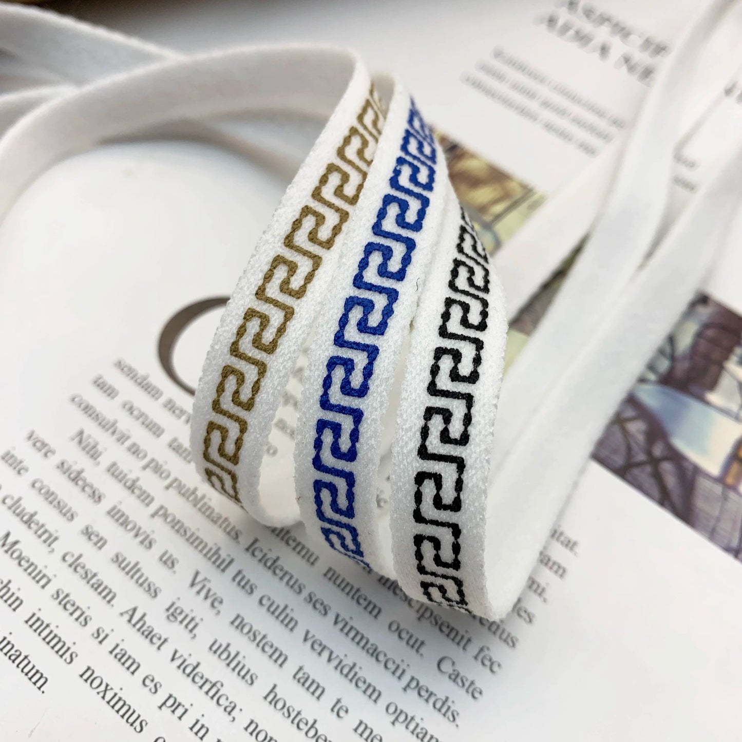 3870 Spot 1cm papel de color impresión accesorios de cincha tira de presión del borde del cuello trasero ropa de estilo étnico tira lateral tira de ribete