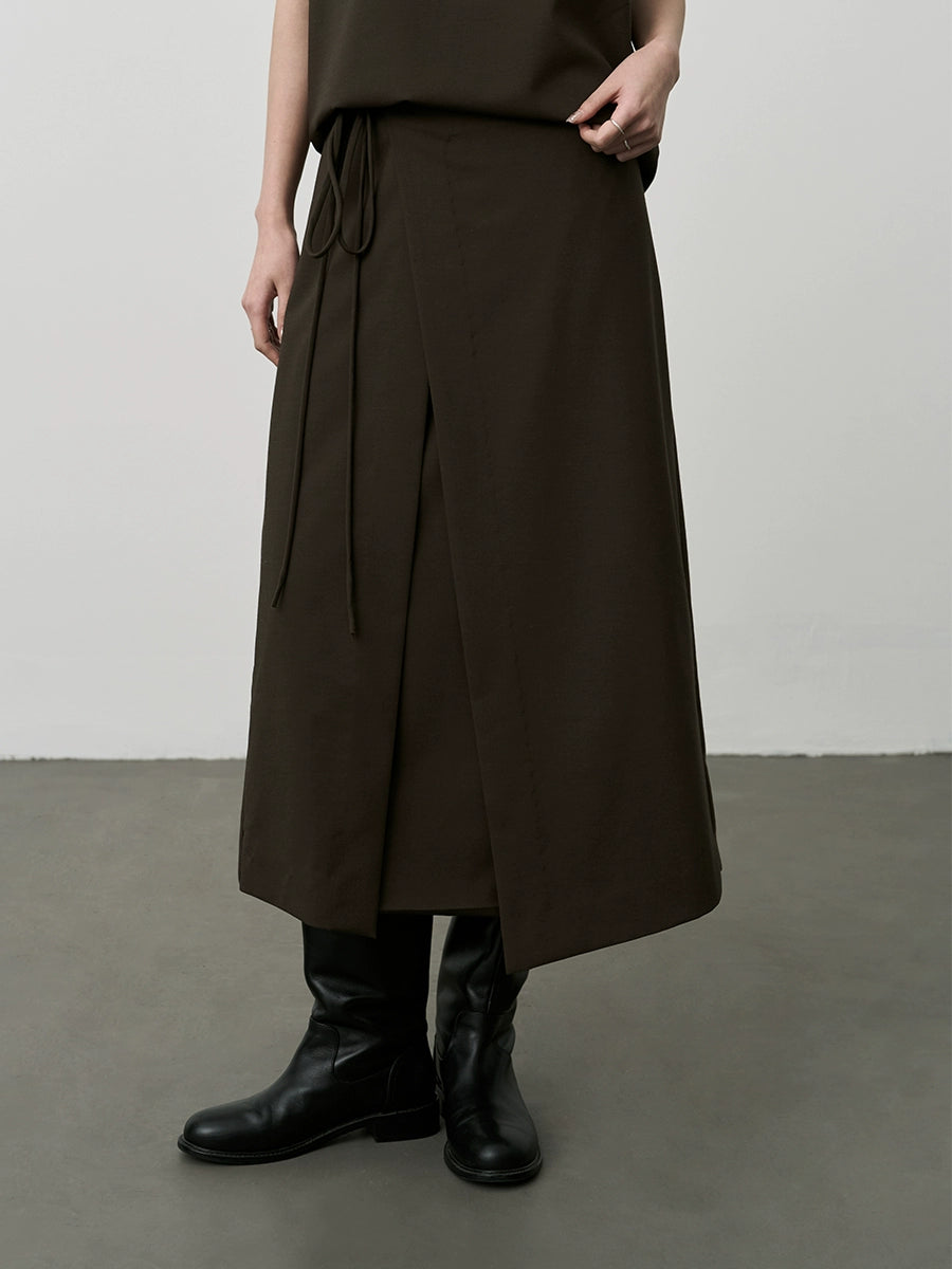 Conjunto de dos piezas con chaleco y cuello cuadrado estilo Yamamoto de CAREMIND, falda irregular