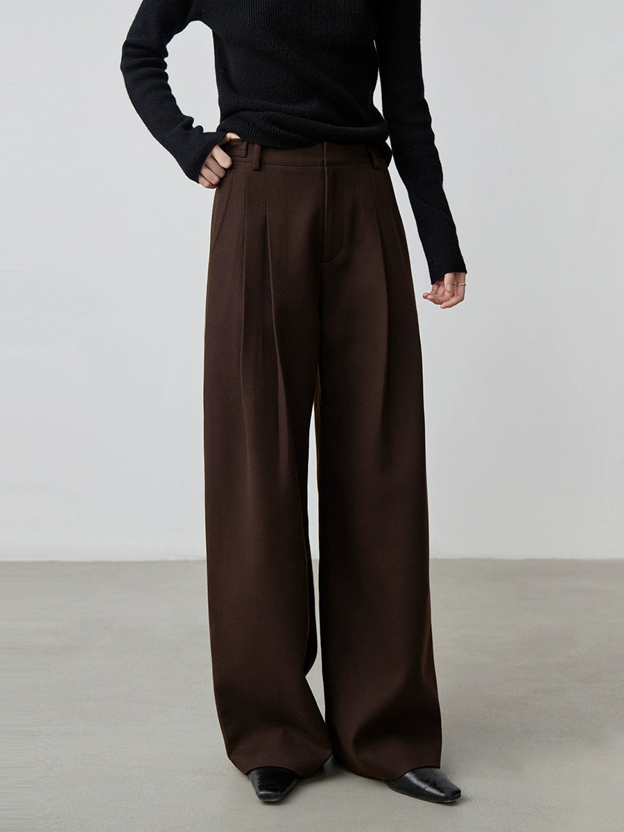 Pantalones casuales CAREMIND Maillard, nuevos pantalones de pierna recta y cintura alta, pantalones de traje holgados y finos, sin planchado, para mujer