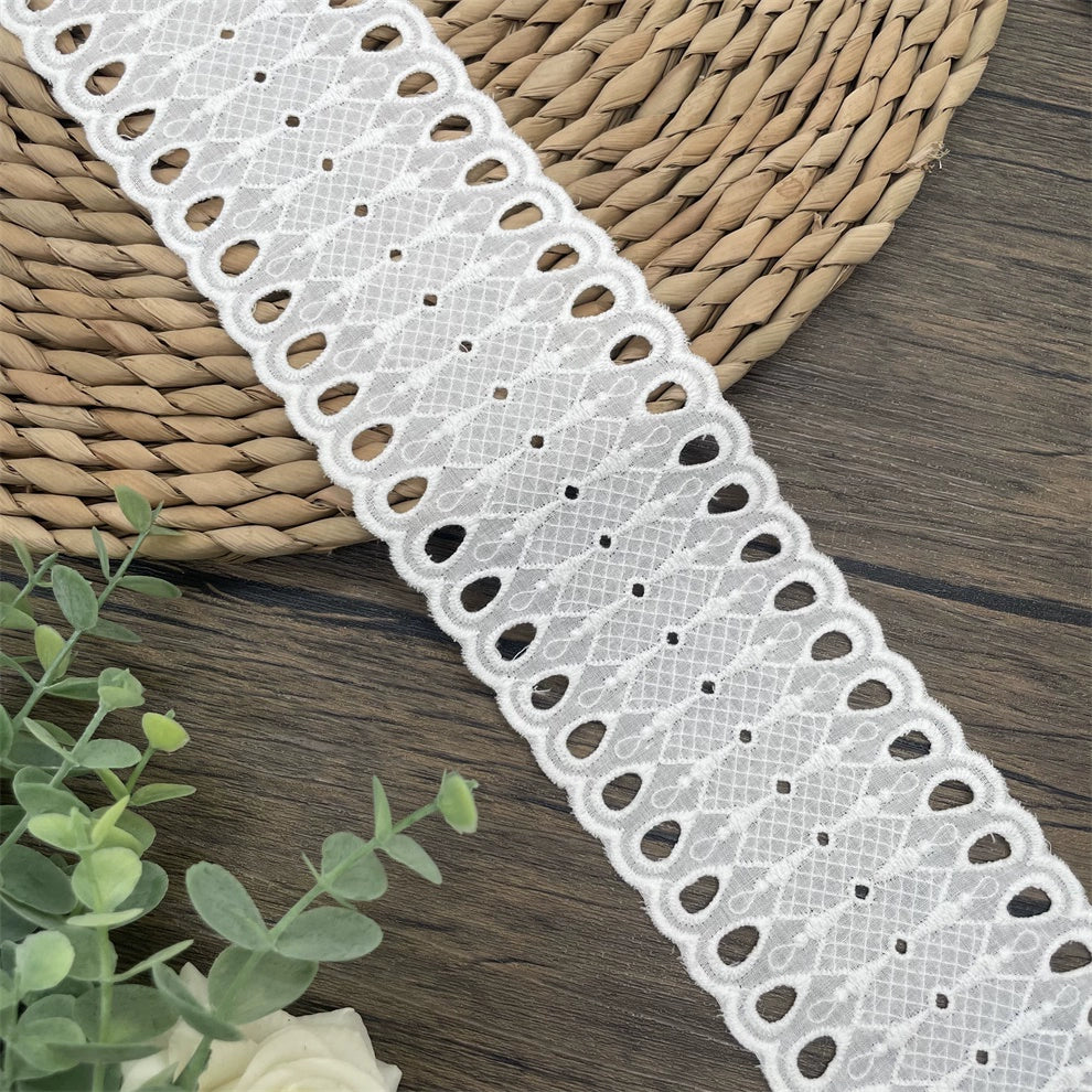 3803 Ropa de bebé de encaje bordado con borde de algodón retro de alta calidad, empalme de cuello de falda, accesorios de empalme de cortinas para el hogar