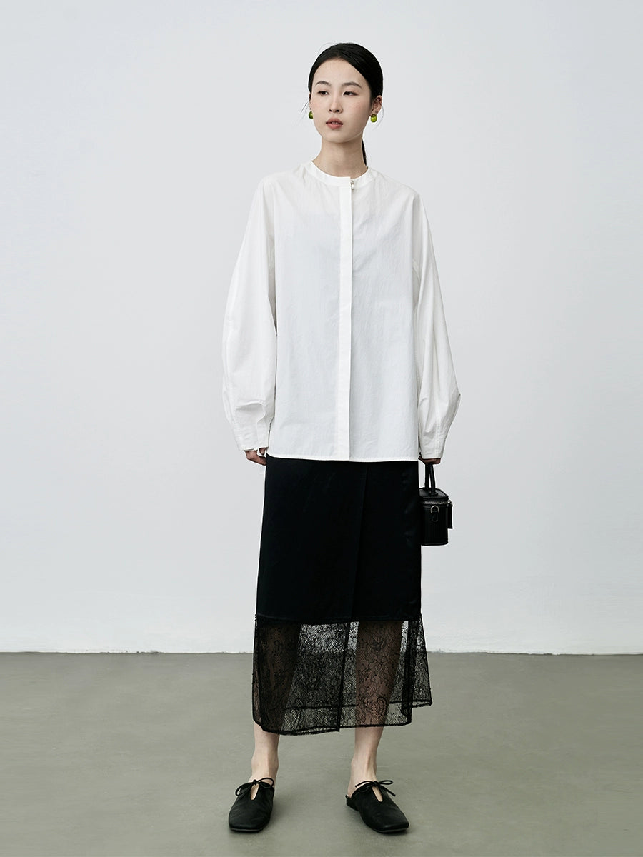 Falda de encaje calada con detección de atmósfera CAREMIND, de una pieza, ajustada, de papel, color negro