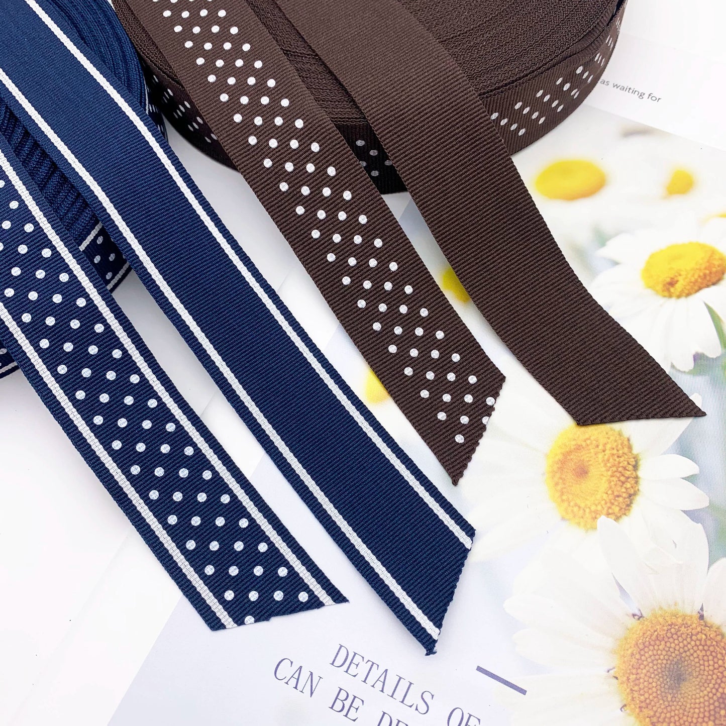 3872 Tira de costura con estampado de lunares de 3 cm para pantalones, borde lateral, accesorios para ropa, textiles para el hogar