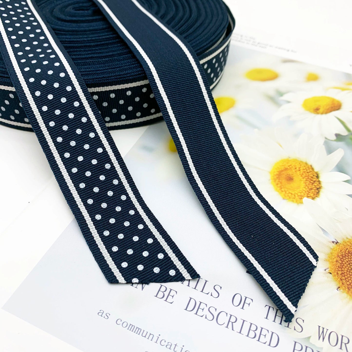 3872 Tira de costura con estampado de lunares de 3 cm para pantalones, borde lateral, accesorios para ropa, textiles para el hogar