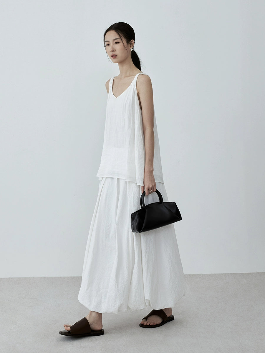 Jupe bouffante anti-rides taille haute blanche française CAREMIND pour femme, jupe bouffante fine en forme de A pour l'été