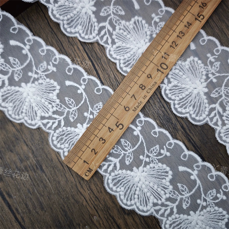 3829 Exquisitos accesorios de encaje de malla con bordado de hilo de algodón, materiales para faldas y mangas de ropa infantil hechos a mano