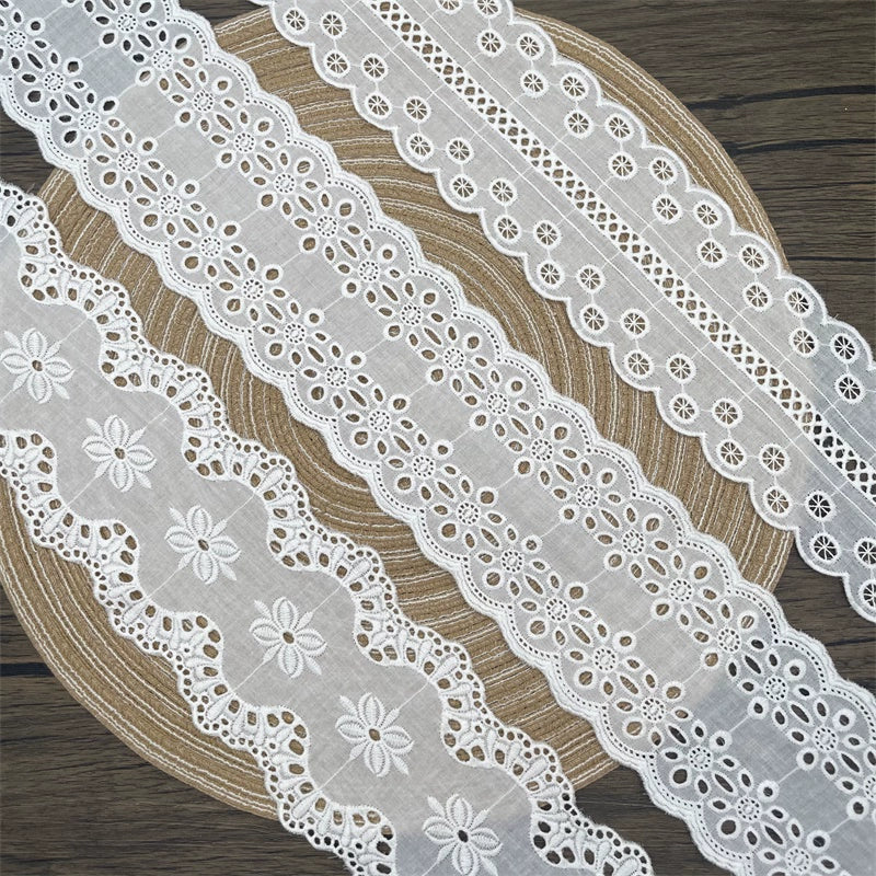 3792 Exquisita y asequible falda bordada de algodón blanco, encaje, cortinas hechas a mano, accesorios de ropa, materiales de costura.