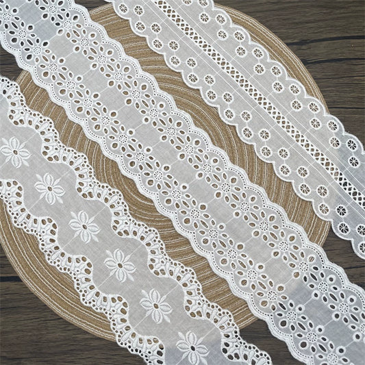 3792 Exquisita y asequible falda bordada de algodón blanco, encaje, cortinas hechas a mano, accesorios de ropa, materiales de costura.