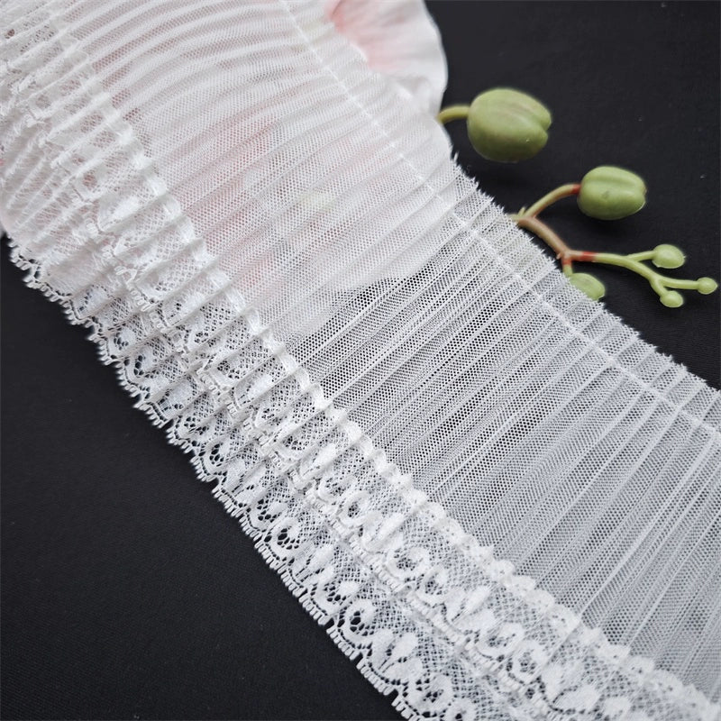 3836 Ancho 9cm malla arrugada borde ondulado pequeño encaje princesa lolita falda borde Barbie tela material DIY