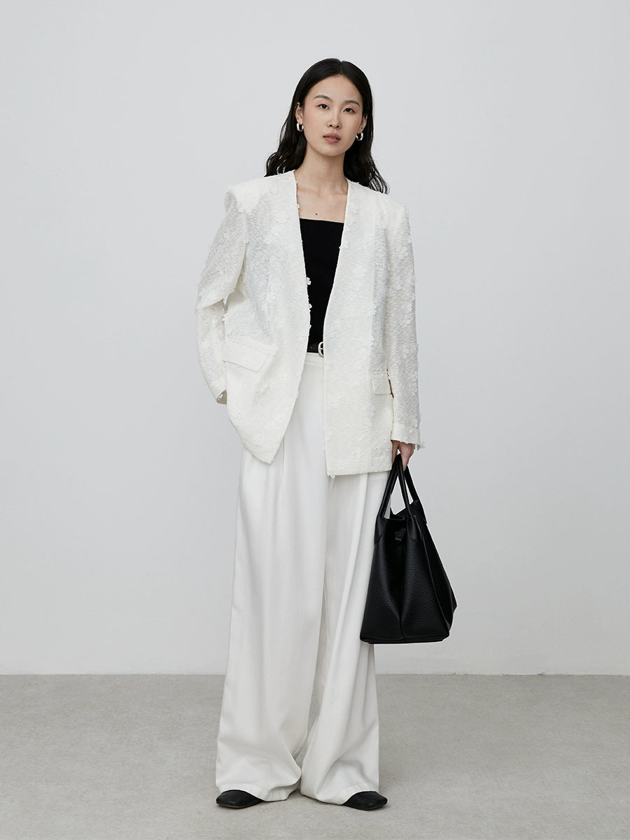 Chaqueta superior versátil de diseño premium para viajeros con traje de jacquard fino intelectual de color albaricoque de CAREMIND