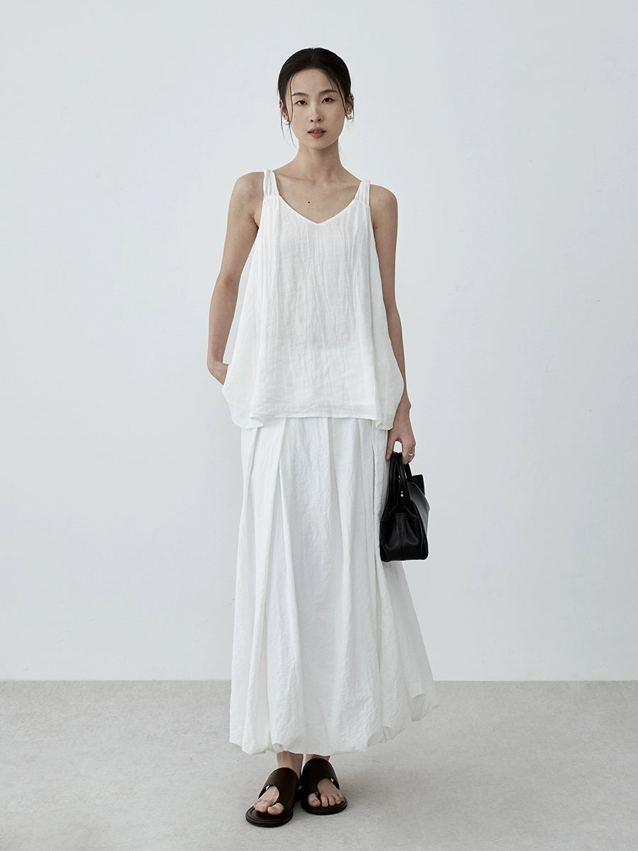 Jupe bouffante anti-rides taille haute blanche française CAREMIND pour femme, jupe bouffante fine en forme de A pour l'été