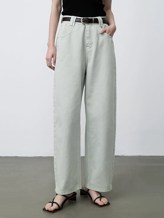 Pantalones vaqueros de talle medio alto y pierna ancha estrechos de color albaricoque de CAREMIND, pantalones pequeños de pierna recta de nueve puntos para niños