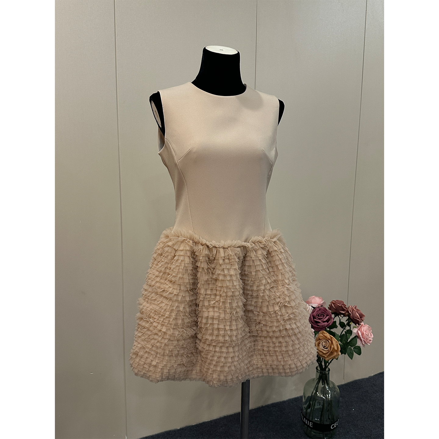 8021★ noble and gentle daughter style dress for women 25 summer thin heavy industry splicing cake skirt