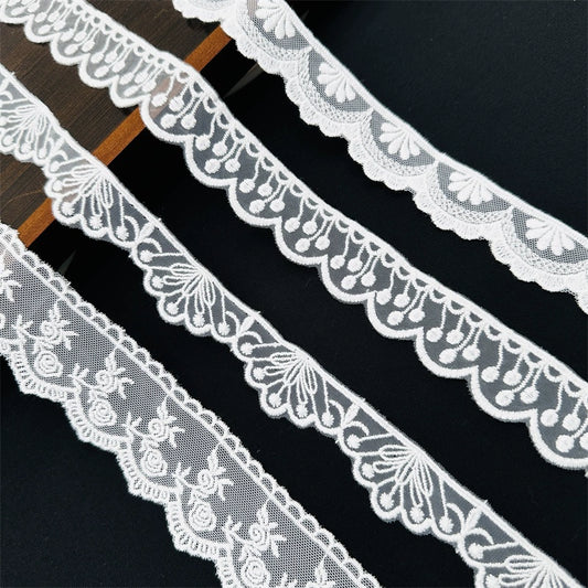 3807 Exquisitos accesorios de ropa de encaje bordado de malla, puños de ropa hechos a mano DIY, ropa de bebé, encaje Lolita