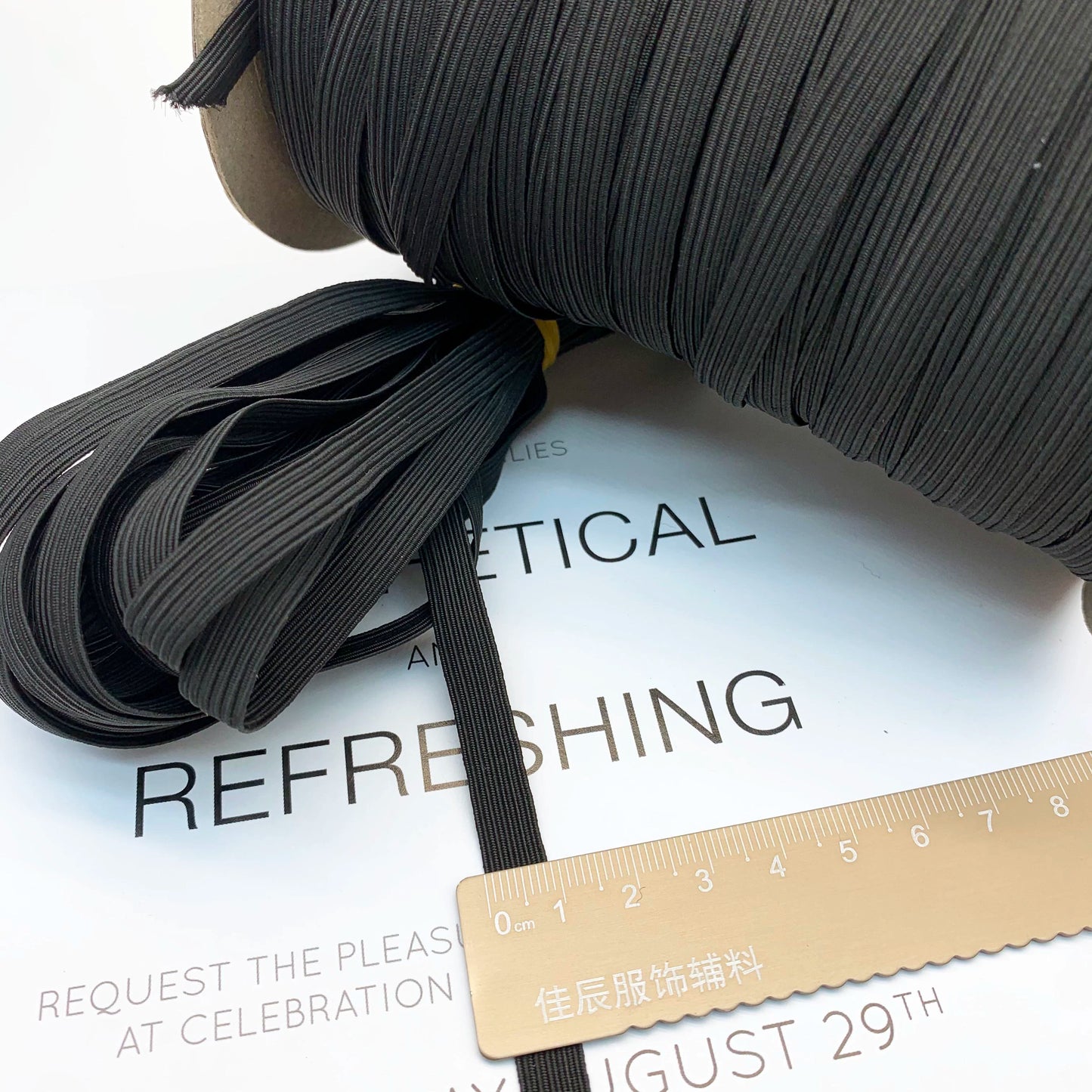 3867 3 mm 5 mm 6 mm 9 mm negro y blanco delgado plano estrecho alto elástico caballo banda elástica puños cintura banda de goma hebilla cuerda accesorios