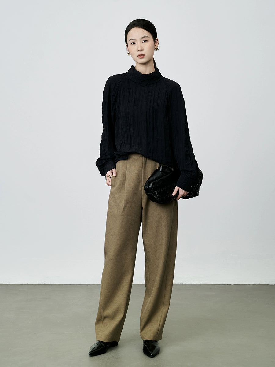 Pantalones de traje de cintura alta con diseño de cono de café de CAREMIND, pantalones ajustados informales y versátiles para mujer, para pies pequeños