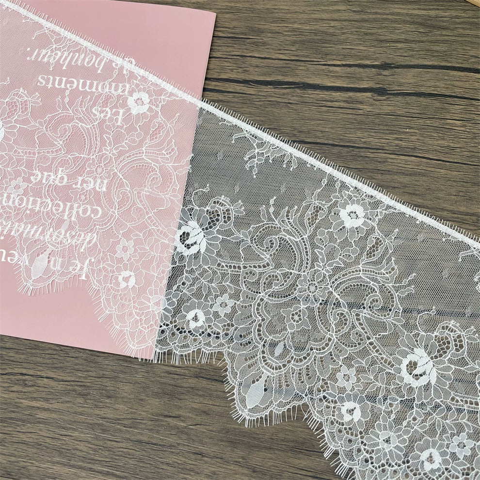 Tela de encaje con pestañas unilaterales, 3773 cm de ancho y 21 cm de ancho, ideal para manualidades, ropa, mangas, faldas, decoración textil para el hogar.