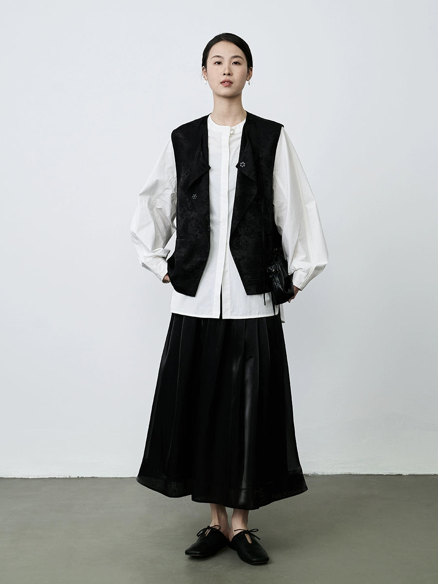 CAREMIND Nuevo chaleco de estilo chino para mujer, pieza extraordinaria, elegante chaqueta corta bordada en jacquard, primavera y otoño