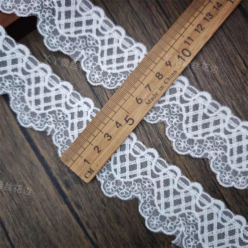 3829 Exquisitos accesorios de encaje de malla con bordado de hilo de algodón, materiales para faldas y mangas de ropa infantil hechos a mano