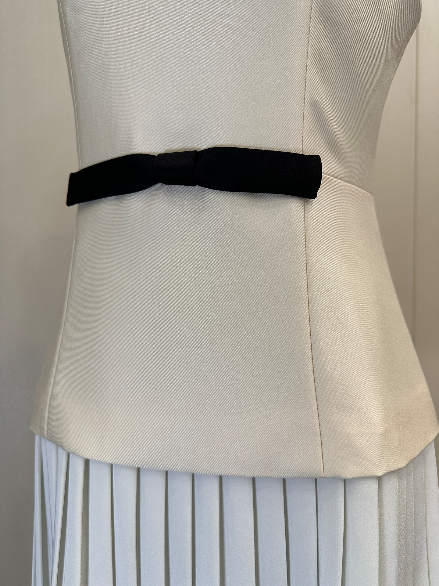 8016★ New French suit skirt women's splicing pleated skirt slim high-end commuter champagne apricot dress
