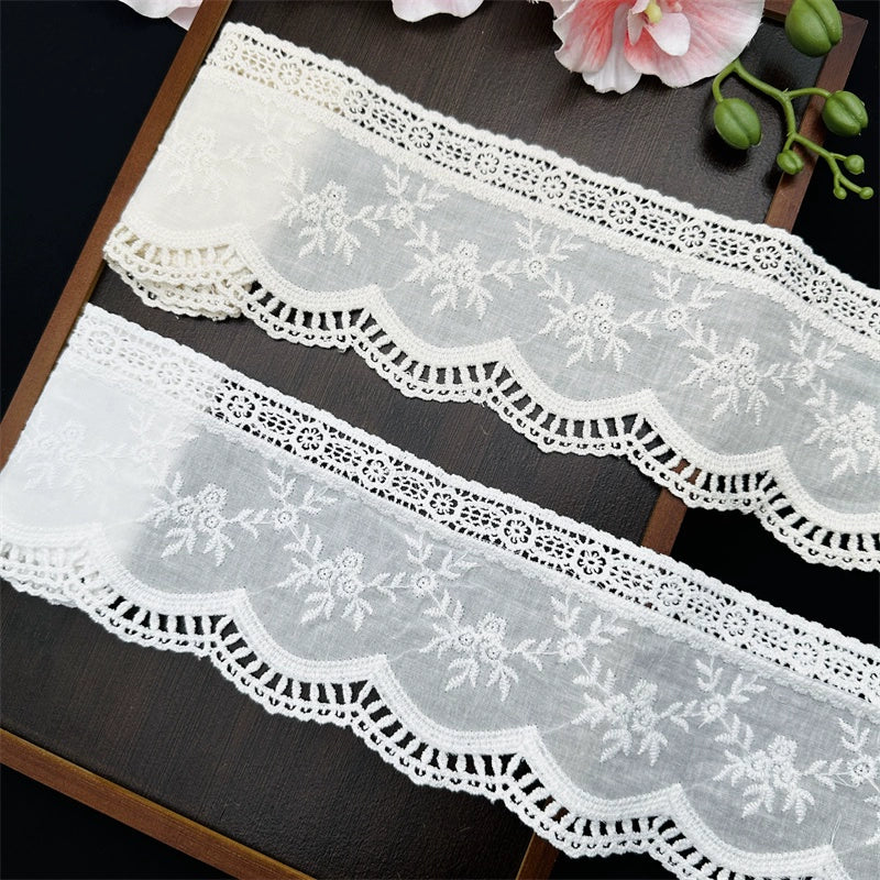 Tela bordada hueca de algodón puro de 10,5 cm de ancho, 3785 cm de ancho, para bricolaje, Mori, pastoral, para sofá, ropa, falda, dobladillo, decoración