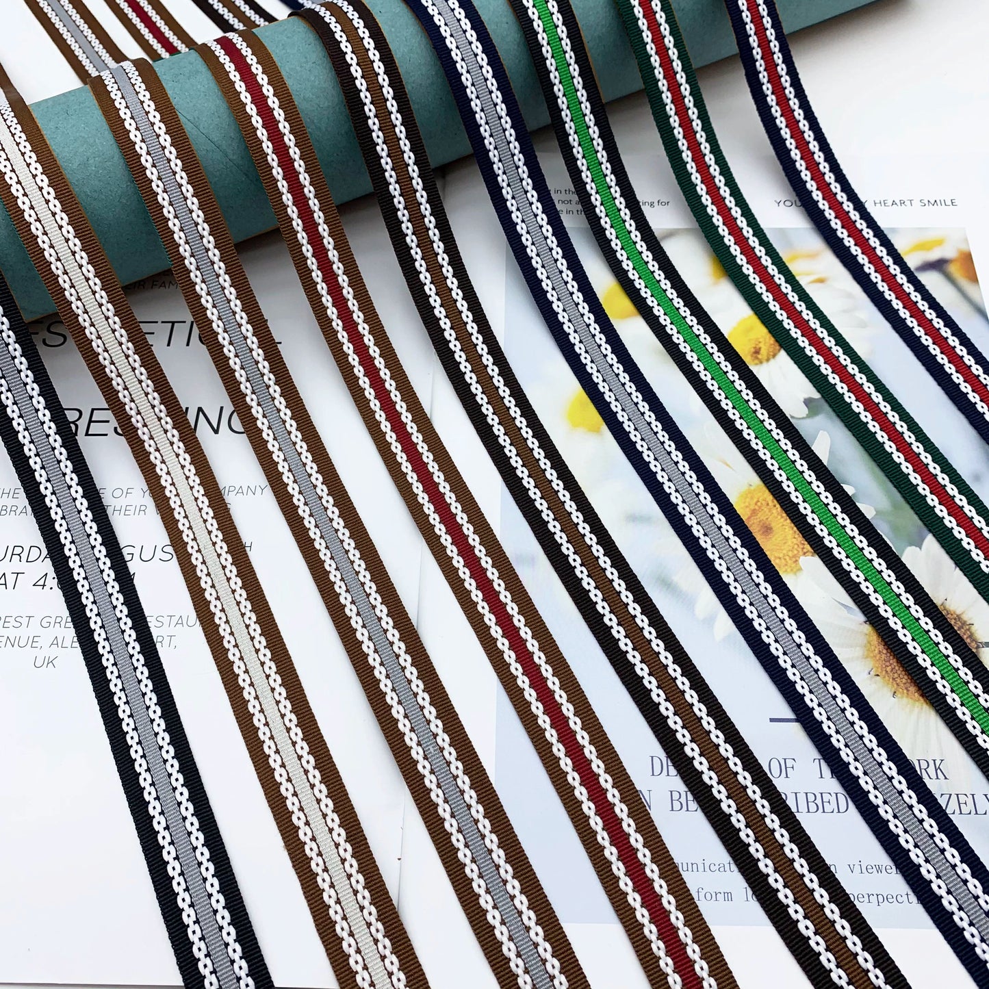 3857 Tiras de borde de cinta jacquard de punto de salto de rayas de color de 2 cm, ribete de borde de pantalones, tiras laterales, textiles para el hogar, accesorios de ropa